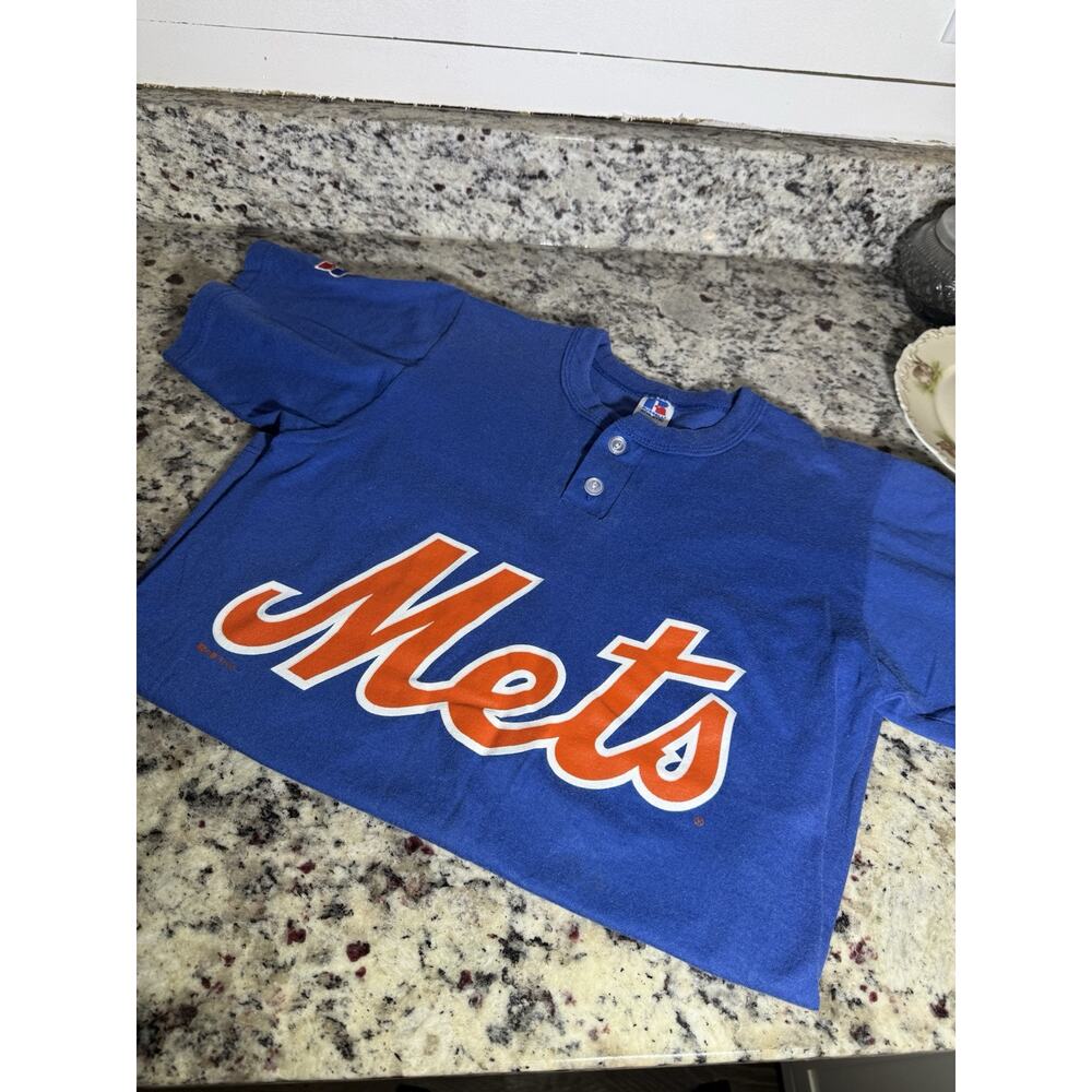 Vintage 1995 Mets, Youth T-shirt, Blue Russell, Pre-Owned Size Large